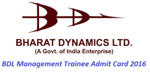 BDL Management Trainee Admit Card 2016
