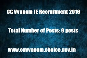 CG Vyapam Junior Engineer (JE) Admit Card 2016