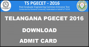 Change in Test Centers Re-Download TS PGECET 2016 Admit Card