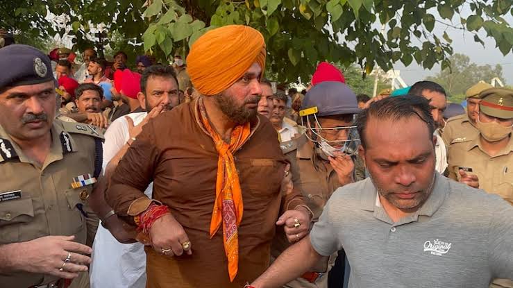Navjot Singh Sidhu being taken away